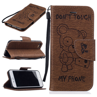 

coffee Bear Style Embossing Classic Flip Cover with Stand Function and Credit Card Slot for IPHONE 7