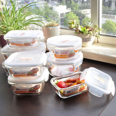 

【Jingdong Supermarket】 Lock & lock microwave oven lunch box glass set fresh box set 8 sets LLG861S015