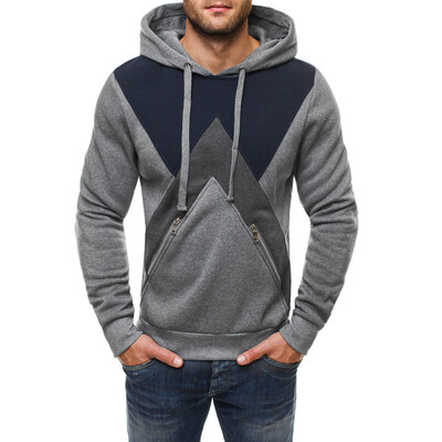 

New Men's Hoodies Sweatshirt Color Splicing Pullover Hoodies with Hat for men