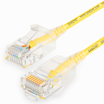 

Shanze SAMZHE SZW-2005 super six types of thin diameter CAT6A high-purity oxygen-free copper network jumper 8-core twisted pair high-speed ultra-6 type RJ45 network cable 05 m yellow