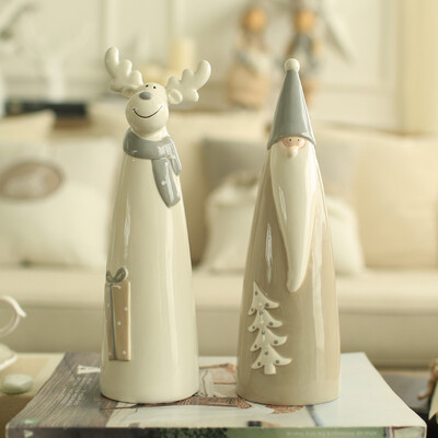 

[Jingdong Supermarket] Mizi home elk Santa Claus ceramic ornaments two sets of high profile