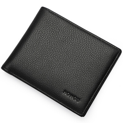 

HONGU Mens Cow Leather Short Bifold Wallet