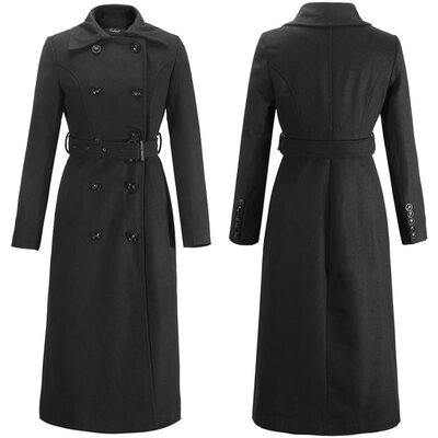 

New Fashion Women Double - breasted Coat Winter Laple Woolen Dress Coats