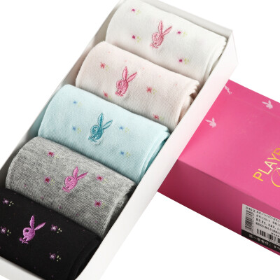 

Jingdong Supermarket] Playboy socks Women's carding cotton in the tube net color dots female socks 5 pairs of mixed color 22-24cm