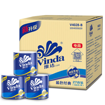 

Вида (из Vinda) синий классический бумажный слой 3 * 30 140г рулон туалетной бумаги