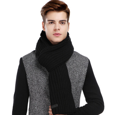 

CACUSS W0029 scarves men solid color warm lovers scarves black