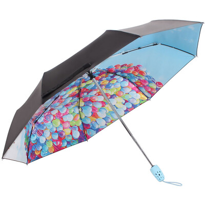 

Paradise umbrella UPF50 since the open all shade black rubber balloon transfer three fold black umbrella sunny umbrella umbrella blue 30138ELCJ