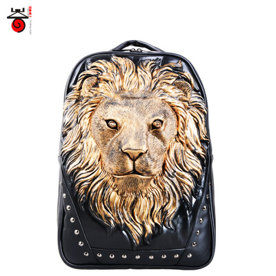 

New fashion trends animal shade bag Korean street leisure bag silicone 3D bag3Dlion head tide men Backpack