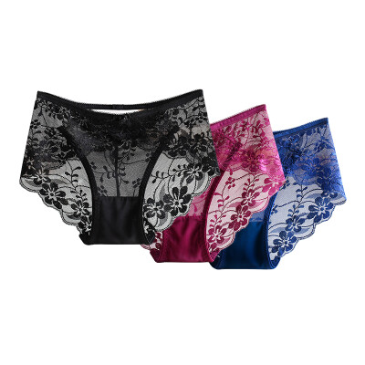 

Jingdong supermarket the United States&Ya Ting 3 ladies underwear no trace of light sexy sexy hollow lace comfortable cotton crotch underwear female color purple black  code