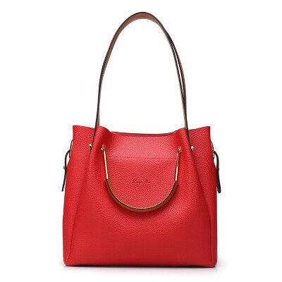 

Langsha LangSha female shoulder bag Messenger bag large capacity bucket bag mother package simple handbag L1292-1R red