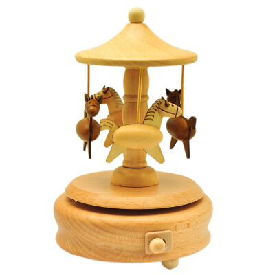 

YiYinYuan creative gifts toys music box beech wood handmade music box carousel Sky City