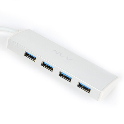 

NVV (UH-D), концентратор USB HUB разветвитель 4 Алюминиевого DesktopsLaptopsServers расширения высокоскоростной USB3.0 общее серебро