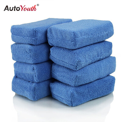 

Premium Grade Microfiber Applicators Sponges, Cloths, Blue (Pack of 8) 12*8*4cm Car Care Microfibre Wax Polishing