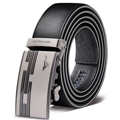 

Seven wolves SEPTWOLVES mens belt long version business series first layer leather automatic buckle belt 7A513133000C black