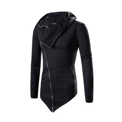 

Men Cotton Casual Oblique Zipper Hoodie Coat