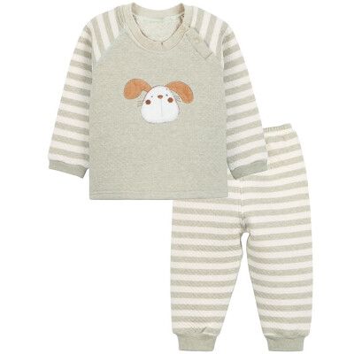 

Xin Song baby color cotton warm sets of sets of newborns autumn and winter warm color cotton underwear shirt pants suit natural green puppy D056D80