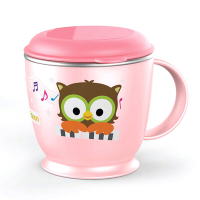 

Edison (Edison) owl non-slip stainless steel single handle cup (pink with cover 240ML