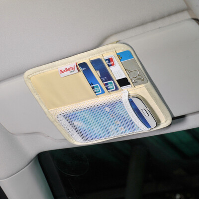 

CarSetCity Multi-function mini car sun visor storage bag CS-27984 cream-colored