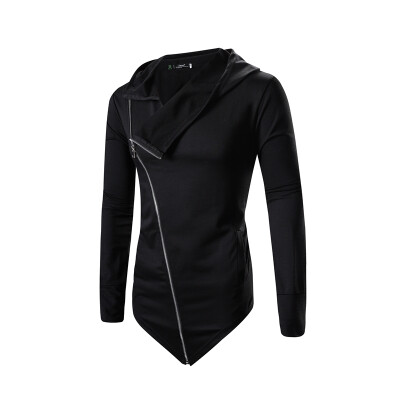 

Men Cotton Casual Oblique Zipper Hoodie Coat