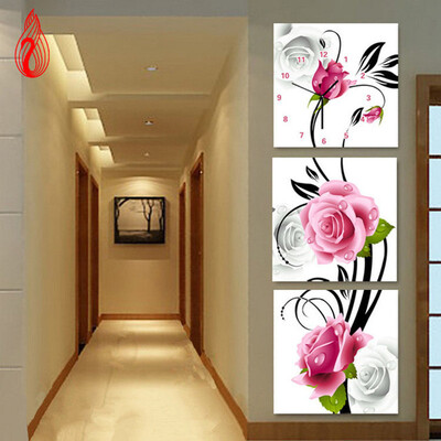 

YGS-139 DIY Full Diamonds Embroidery Triptych flowers roses vertical version Round Diamond Painting Cross Stitch Diamond Mosaic