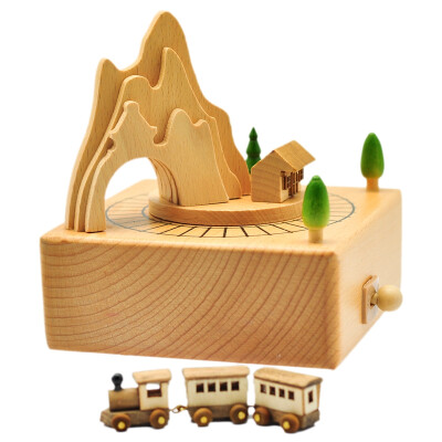 

Yi Yin Yuan creative gift toys octave box beech wood pure hand music box square bottom Ferris wheel sky city