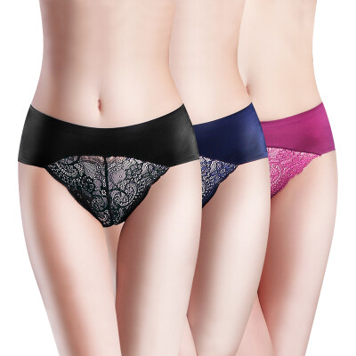 

Beautiful&elegant 3 ladies underwear Seamless sexy comfortable hollow lace underwear female gemstone blue simple gray Bordeaux red  code