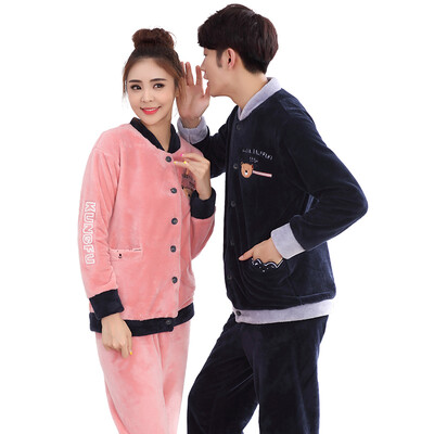 

Palladium Pajamas Home Service Men Women Autumn&winter thick coral cashmere pajamas cartoon long sleeves coral cashmere home suit 801 male - possession of green L 170