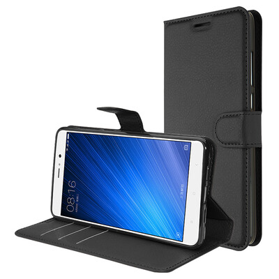 

Cool Le Feng millet 5splus phone case protection holster clamshell drop card holster soft shell for millet 5S PLUS lychee pattern - black