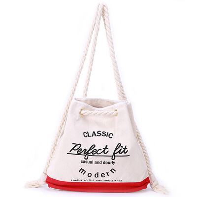 

Bag body sac maitres casual canvas shoulder women bag small fresh mouth mouth drawer student travel backpack FB872 red&white