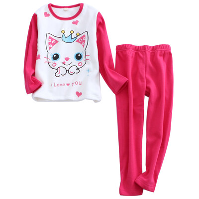 

(KIDS MAM & DAD) children's warm home clothing suit boys and girls plus velvet thickening underwear suit autumn clothes Qiuku 50937 fruit green 130