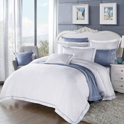 

Kansasin canasin kits five-star hotel simple double bed kit 60 cotton satin plain six sets of 15 meters bed white 200cm 230cm