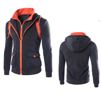 

New Arrival Winter Coats for Men Fashion Men Double Zipper Hoodie Jacket Coat