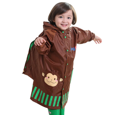 

hugmii children raincoat breathable windproof student poncho boy girl with book bag monkey