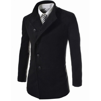 

Winter Leisure Long Coat Woolen Coat Mens Single-Breasted Winter Outerwear