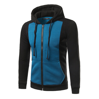 

Men's Casual Coat Casual Cotton Color Splicing Zipper Hooded