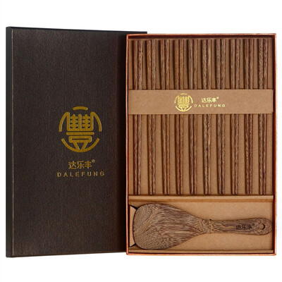 

Darle Fung solid wood chopsticks spoon gift box set without paint red sandalwood chopsticks chicken wings rice rice spoon combination set MS02