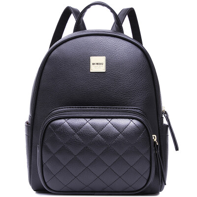 

Excellent ha. Excellent ha (HOW.RU) new fashion Lingge shoulder bag Japanese and Korean version of solid color backpack handbags college wind bag 6EK00004 black