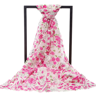 

Shanghai STORY M-2 scarf female Korean version of pure color cotton scarf autumn&winter female scarf long dual-use windproof scarf M18-red floral