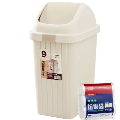 

Sanlie trash cans 9L square plastic trash cans European-style household sanitary barrels (including 90 garbage bags) SM-4807