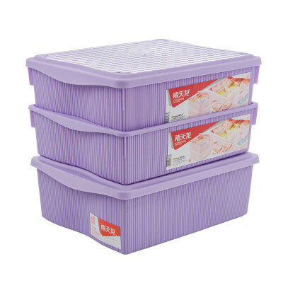 

Jubilee Dragon Citylong plastic storage box cosmetics underwear storage box socks storage box three boxes of two covers 3 sets of light purple 5L 1551