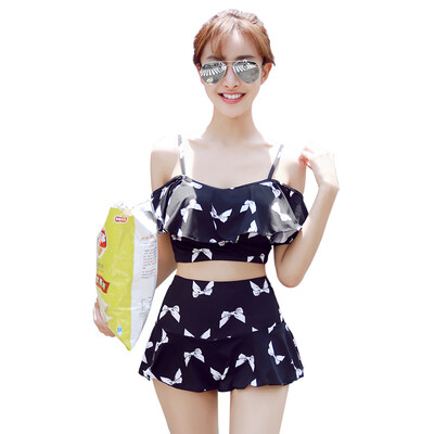 

[Jingdong Supermarket] also Meishan new size split chest swimsuits gather bubble hot springs swimsuit black bowknot M