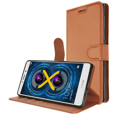 

KOOLIFE Play 6X Mobile Shell Cover Holster / Clamshell Holster / Защитный чехол для карты / Мягкий чехол для славы Huawei Play 6x Litchi Print-Brown