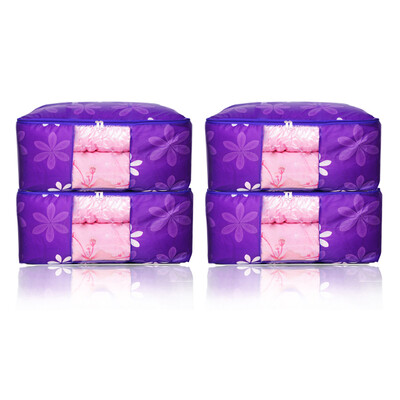 

Sheng silk is still goods storage finishing bag clothing quilt storage bag can be seen to increase the four installed purple sun flower