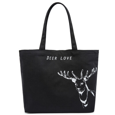 

DEER LOVE Women's Shoulder Bag Cotton Shop School Wind Bag Bags LE107 Vertical Black Pants Bag