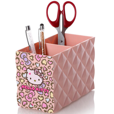 

HELLO KITTY Leopard Print 2 Grid Desktop Storage Box Cosmetics Storage Desktop Stationery Storage KT1082