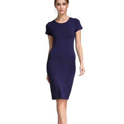 

B&N Women Short Sleeve Modal Casual Dress Keen Length Party Bodycon Crew Neck