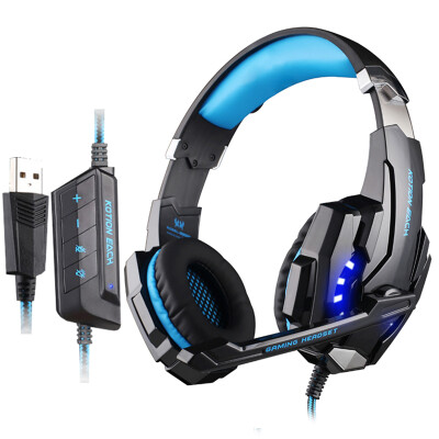 

KOTION EACH G9000 headset computer headset with microphone USB single hole mobile phone notebook headset 7.1 full USB version of black and blue