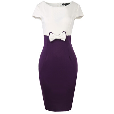 

2 Colors S-XXL Plus Size Women Dress 2016 Fashion Casual Pencil Dress Patchwork Short O-Neck Autumn Dresses