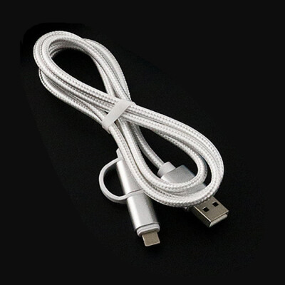 

Nylon Braided 2 in 1 High Speed Sync Data Micro USB Charging Cable Line For iPhone 7 6s Plus Android 580197