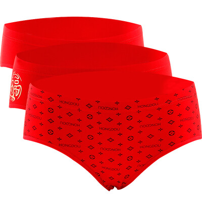 

Red beans hongdou underwear ladies underwear 3 soft cotton shorts my life year briefs red 17090